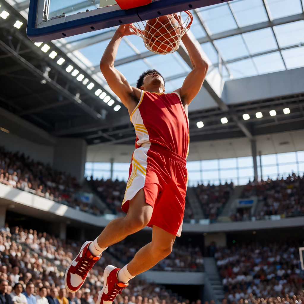 6686体育NBA季后赛现场，篮球运动员在球场上的精彩扣篮瞬间